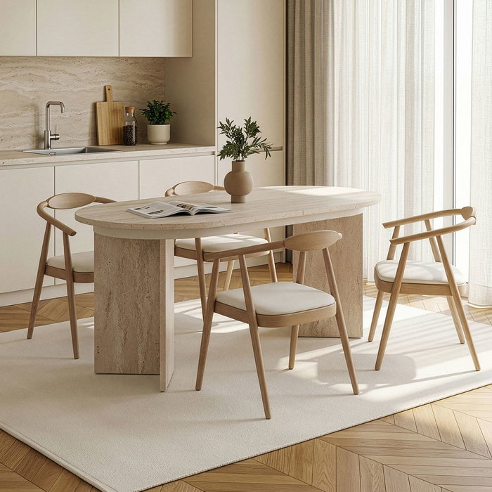 Nordure Sorell Mesa de Comedor Extensible Travertino Nordure Sorell Mesa de Comedor Extensible Travertino